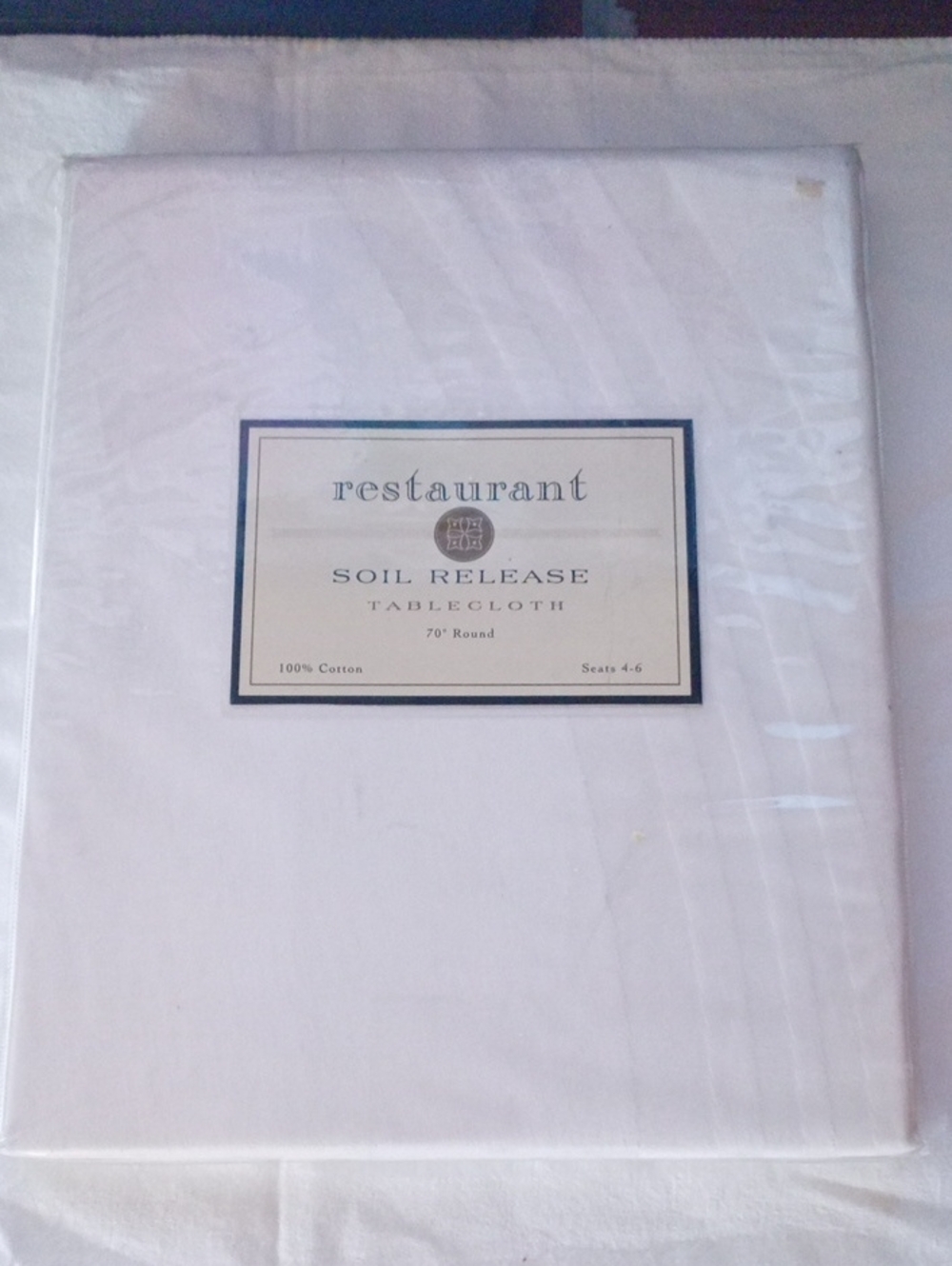 Restaurant Soil Release White Tablecloth - 70" Round